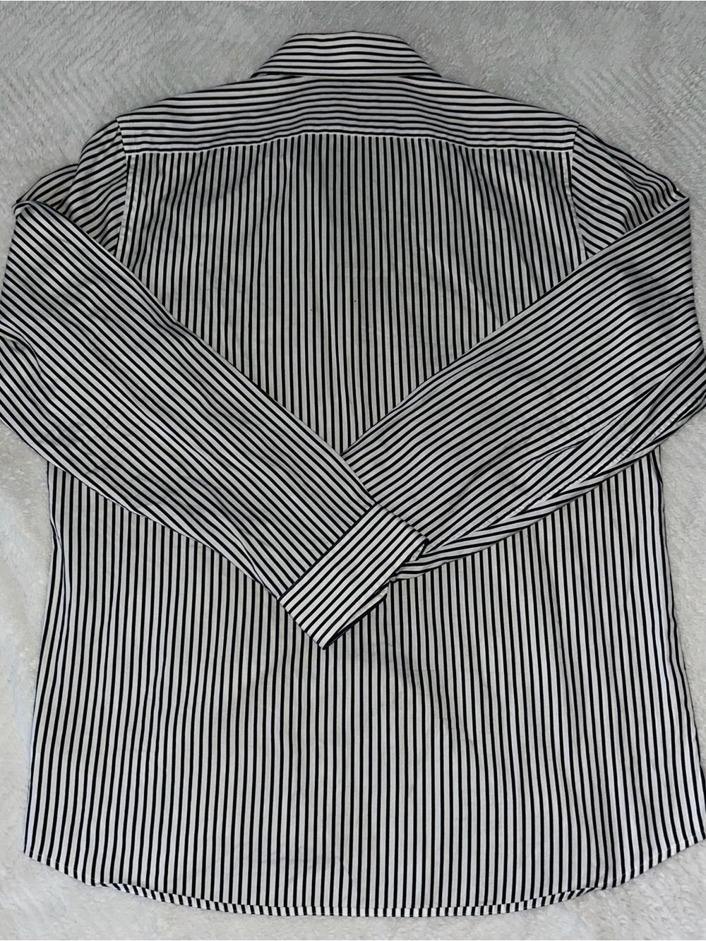 Express Men’s Black and White Vertical Stripe Dress Shirt - Picture 3 of 3